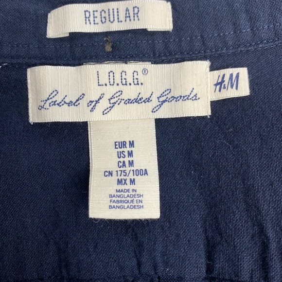 Mens H&M L.O.G.G. Label of Graded Goods Long Sleeve Button Down Black Shirt Sz M - Picture 4 of 9